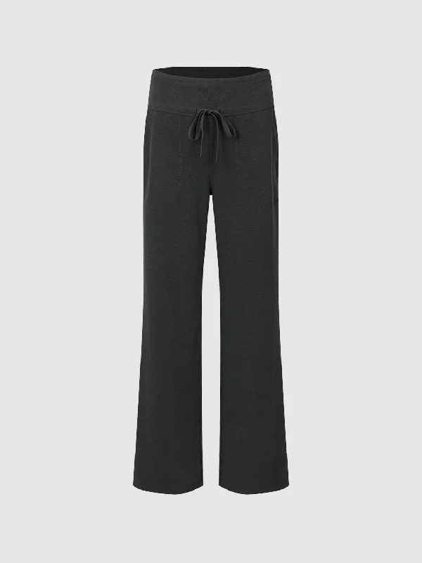 Wide-Leg Pants With Rope Cozy Maternity Pants