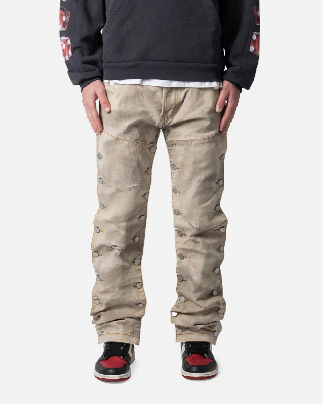 MNML V624 Snap Off Baggy Pants Brown Slim Fit Casual Pants