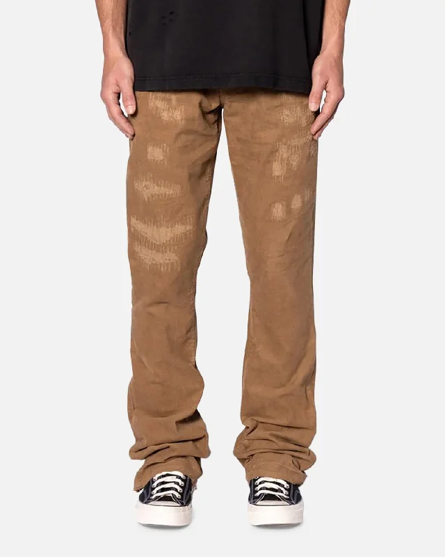 MNML B682 Flare Corduroy Repair Pants Brown Casual Yoga Pants