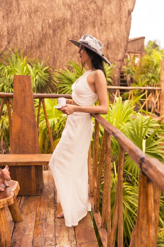 Solid Gold Pants - White Wide Leg Pants Stylish Paperbag Waist Pants