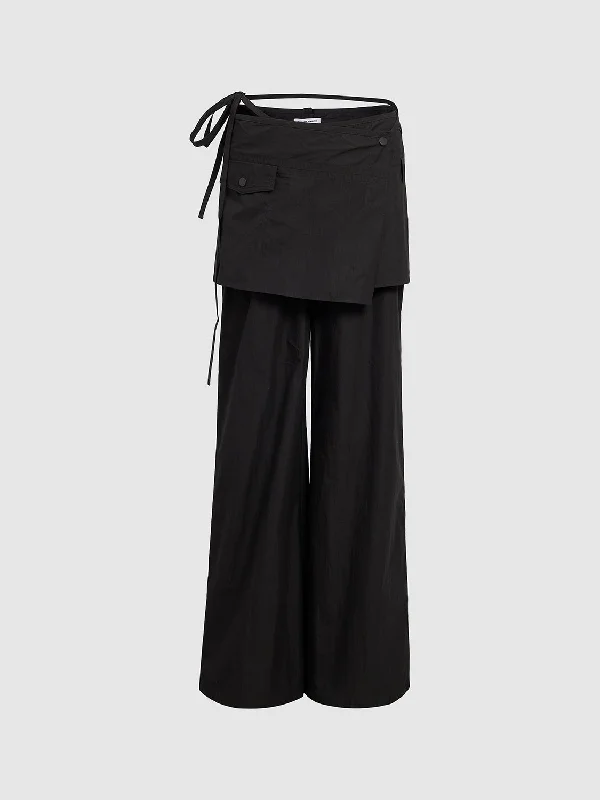 2 In 1 Wide-Leg Pants Formal Stretch Pants