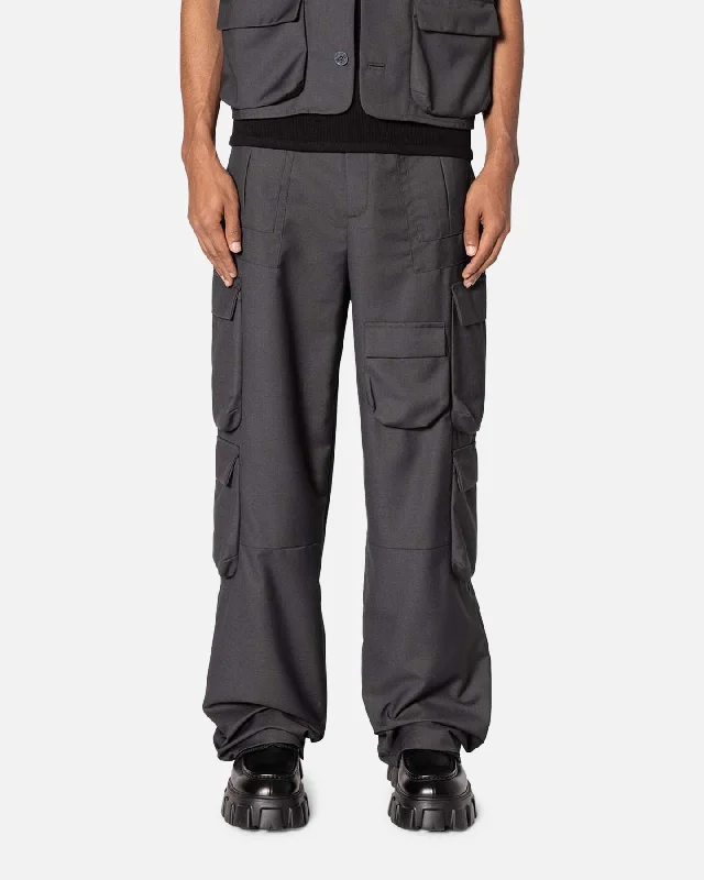 MNML Bounded Gabardine Pants Grey Warm Wool Trousers
