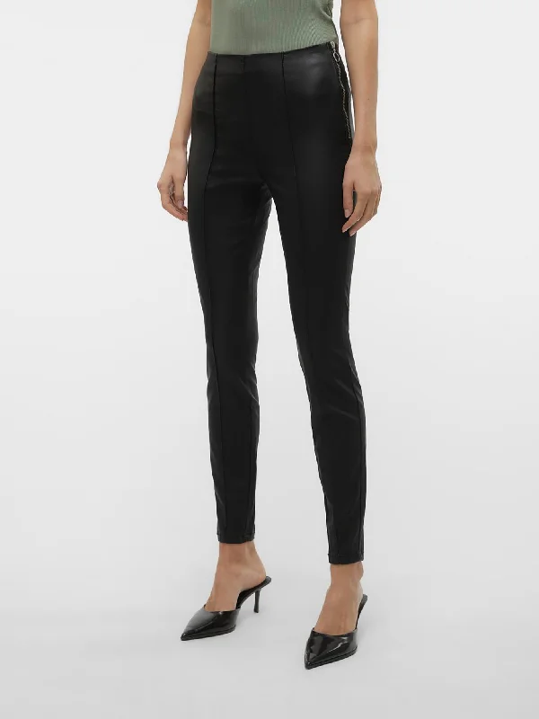 Γυναικείο παντελόνι δερματίνη VMRONDA HR COATED SLIM PANT 10313998 | 10313998 Trendy Tapered Pants
