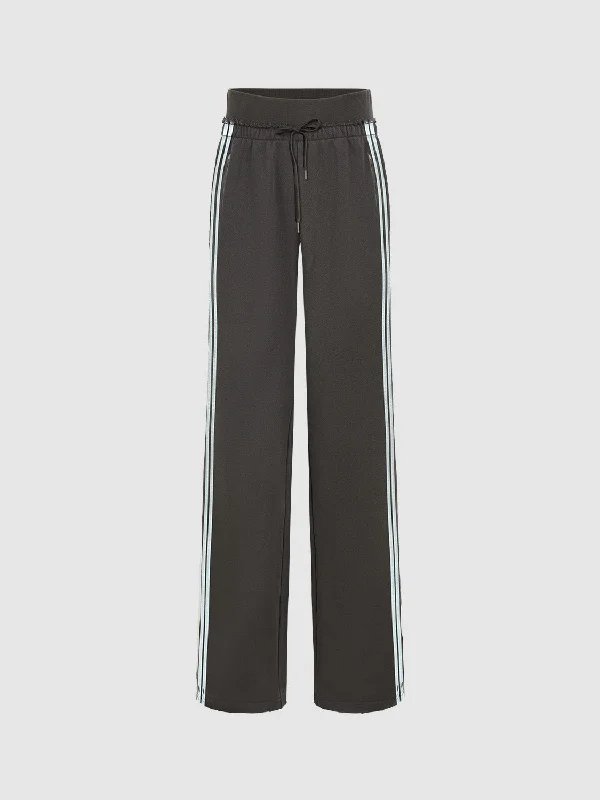 Striped Wide-Leg Pants Stylish Paperbag Waist Pants