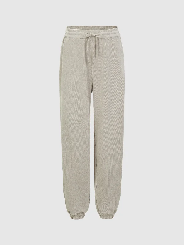 Loose Drawstring Jogger Pants Slim-Fit Khaki Pants
