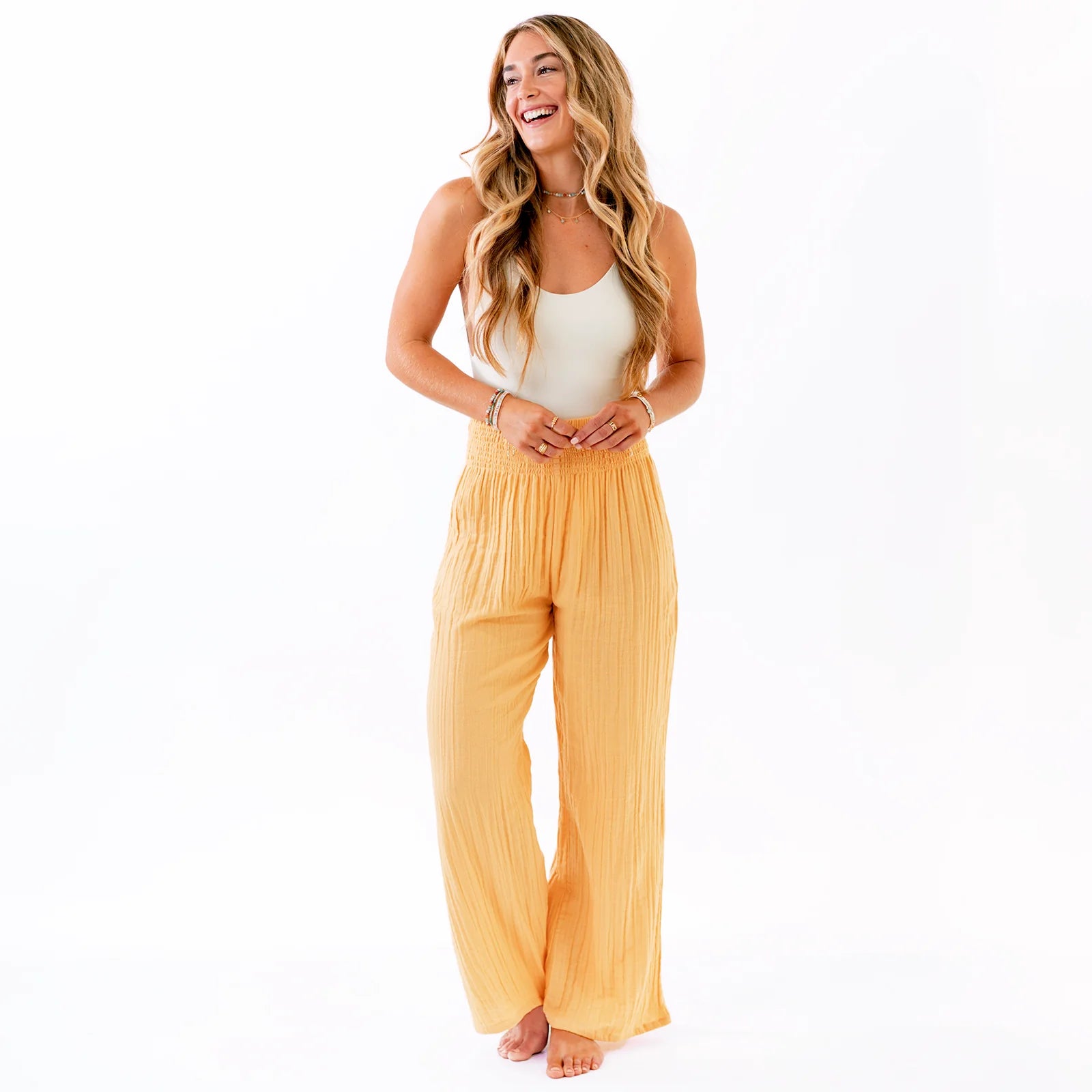 Lotus and Luna Wide Leg Cotton Pant Sunrise Classic Flared Pants
