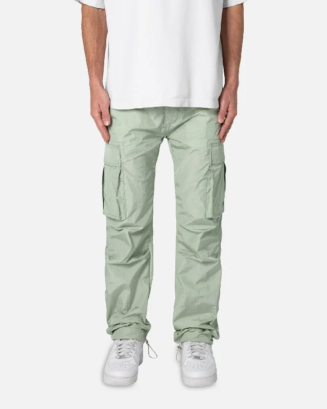 MNML Crinkle Cargo Pants Green Chic Black Leggings
