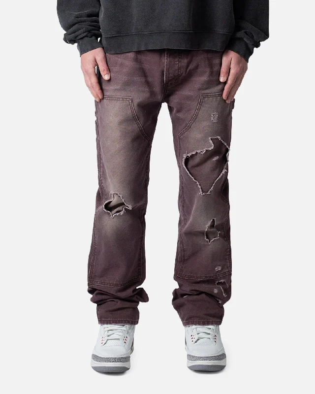 MNML V602 Thrashed Carpenter Pants Brown Casual Plaid Pants