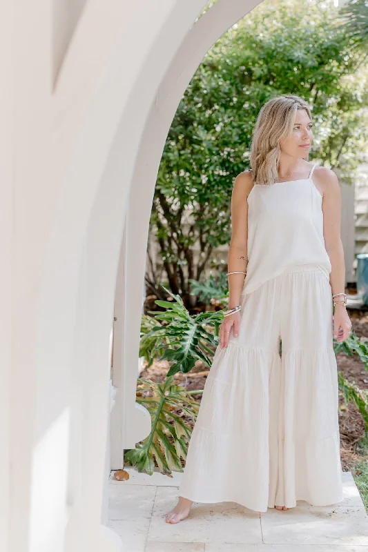 Women's Bella Maxi Pants (soft white linen) Cozy Full-Length Pants