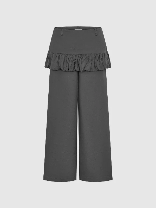 2 In 1 Wide-Leg Pants Comfortable Denim Pants