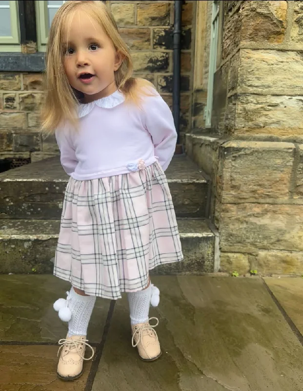 New In Deolinda Pink Check Rose Bud Dress