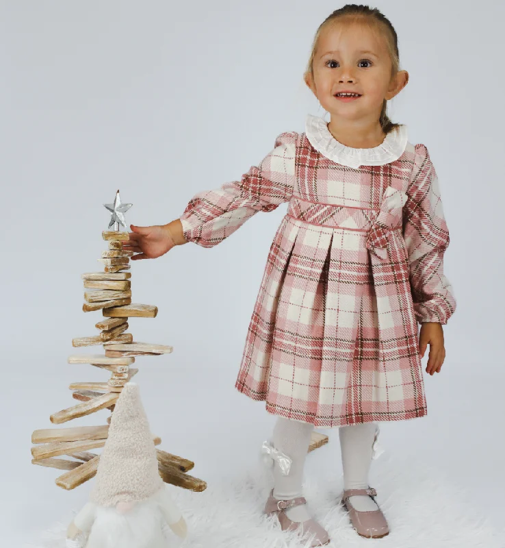 New In Mayoral Girls Pink Plaid Dress