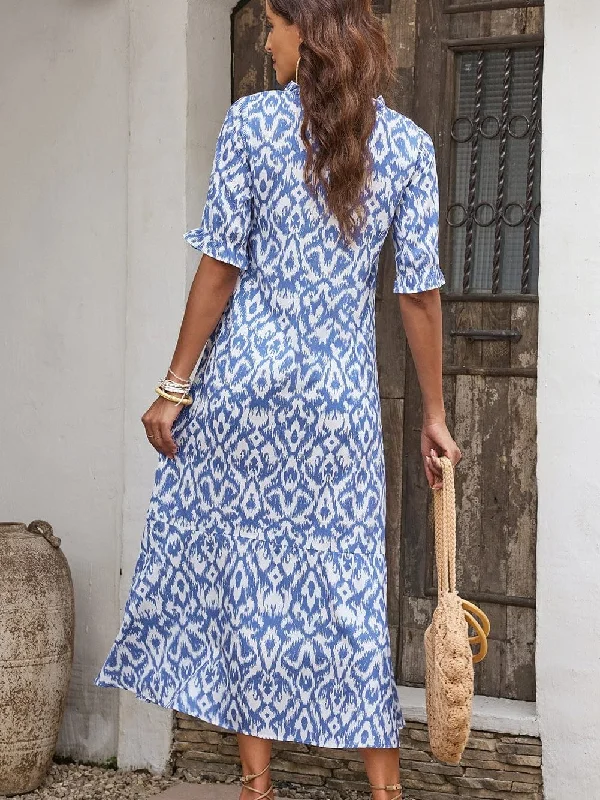 Blue and White Ikat Dress