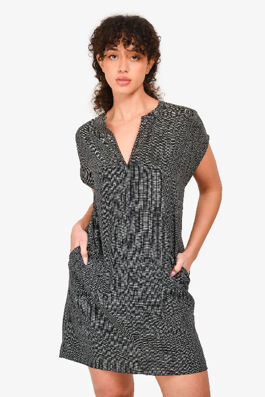 Vince Black/White Patterned Tunic Dress Size XS