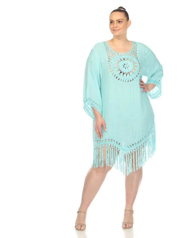 White Mark Crocheted Fringed Trim Dress  Cover Up | Mint