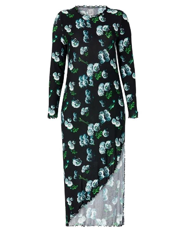 Long Sleeve Lettuce Edge Dress | Black