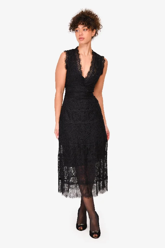 Cynthia Rowley Black Lace V-Neck Dress Size XS