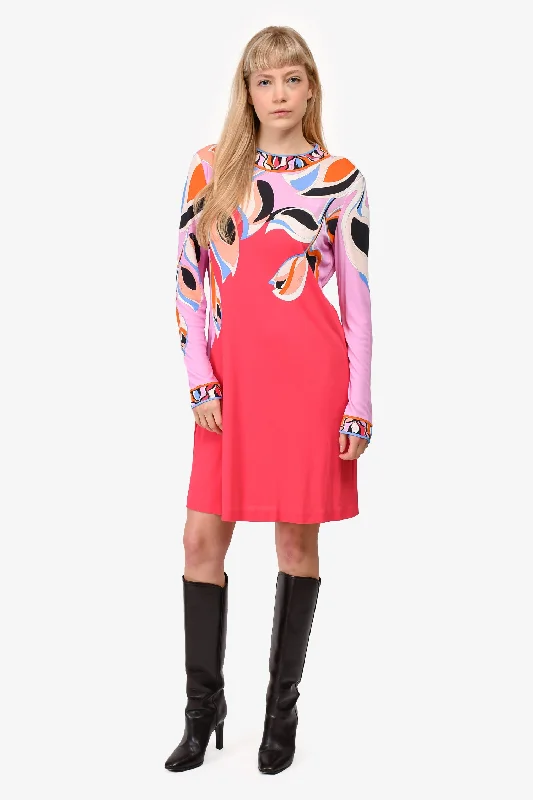 Emilio Pucci Fuchsia/Purple Printed Shift Dress Size 14 US