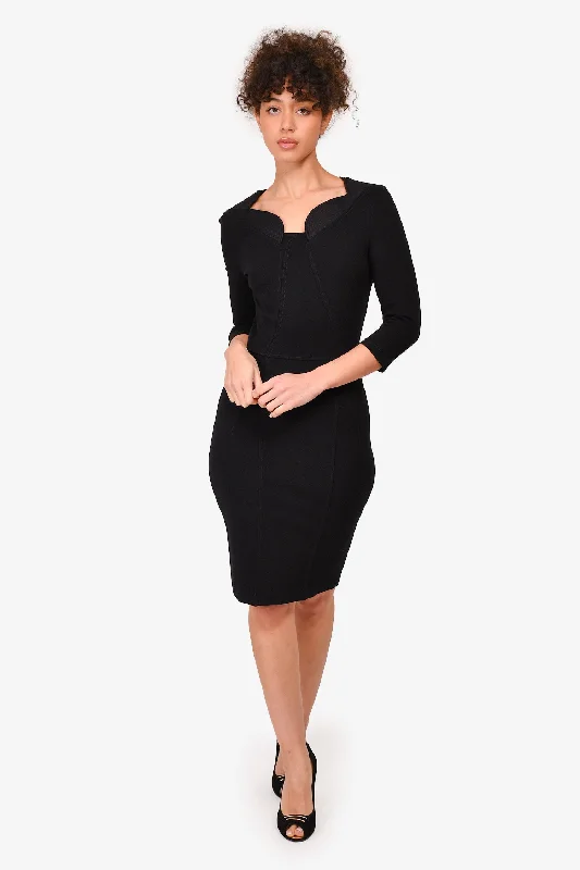 Givenchy Black 3/4 Sleeve Shift Dress Size 38