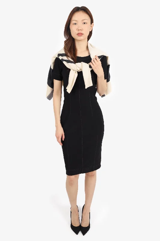 By Malene Birger Black Silk Blend Short-Sleeve Dress Size S