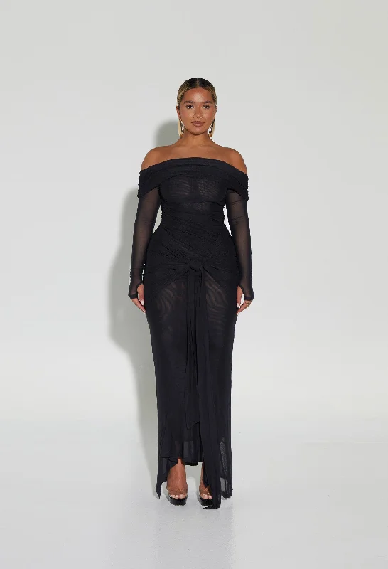 Bandeaux Ruched Mesh Dress - Panther