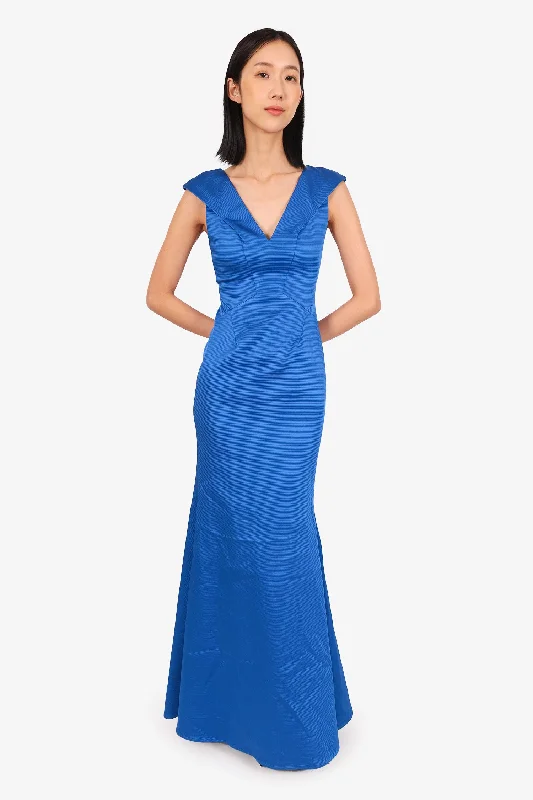 Zac Zac Posen Blue Fitted V-Neck Mermaid Dress Size 2