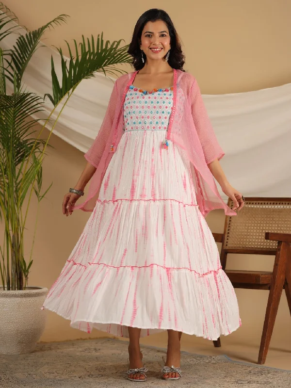 Juniper Pink Geometric Printed Pure Cotton Dress & Kota Doria Dupatta Within Mirror Work. Juniper Pink Geometric Printed Pure Cotton Dress & Kota Doria Dupatta Within Mirror Work.