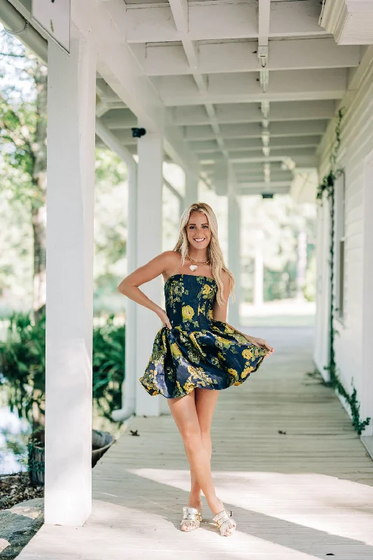 Tinsley Dress - Navy/Yellow