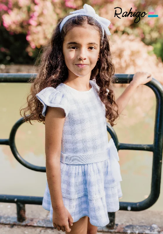 New In Rahigo Girls Drop Waist Blue Check Dress - Pre Order