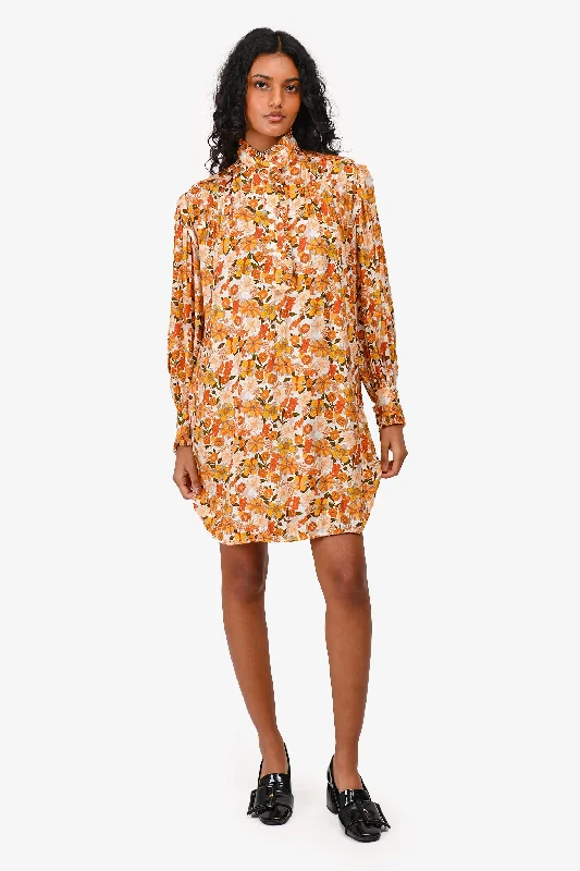 Sandro Orange Floral Tunic Dress Size 34