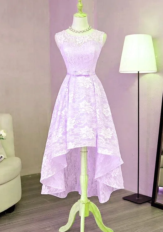 Beautiful Lavender Lace High Low Dress 2021, Short Formal Dress Homecoming Dress cg17200 Beautiful Lavender Lace High Low Dress 2021, Short Formal Dress Homecoming Dress cg17200