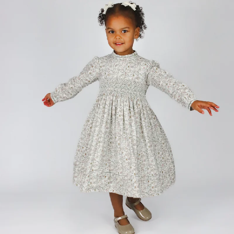 New In Sarah Louise Girls Floral Smocked Dress