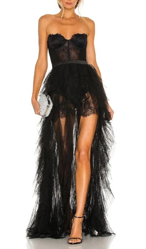 BLACK STRAPLESS LACE PATCHWORK MESH MAXI DRESS Comfortable Plunging Neckline Maxi Dress BLACK STRAPLESS LACE PATCHWORK MESH MAXI DRESS Comfortable Plunging Neckline Maxi Dress