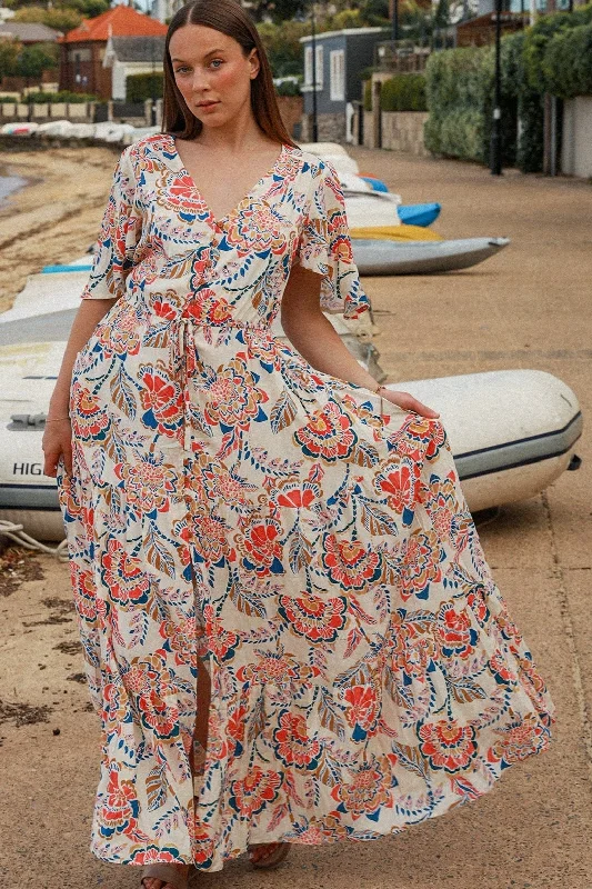 GISELLE V-NECK MAXI DRESS Stylish Button-Up Maxi Dress