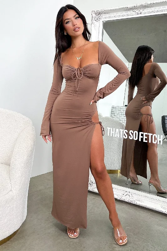 Noor Maxi Dress - Brown Classic A-Line Maxi Dress