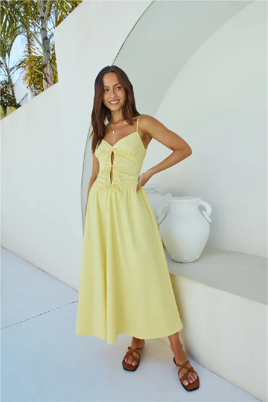 Sincerely True Maxi Dress Yellow Elegant Lace Maxi Dress