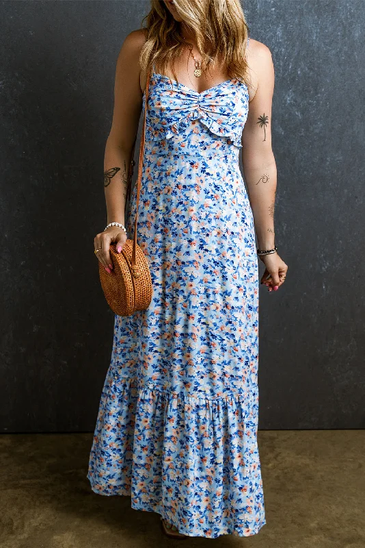 Blue Zone Planet | Sky Blue Floral Print Ruffled Ruched Maxi Dress Casual Maxi Dress with Pockets Blue Zone Planet | Sky Blue Floral Print Ruffled Ruched Maxi Dress Casual Maxi Dress with Pockets