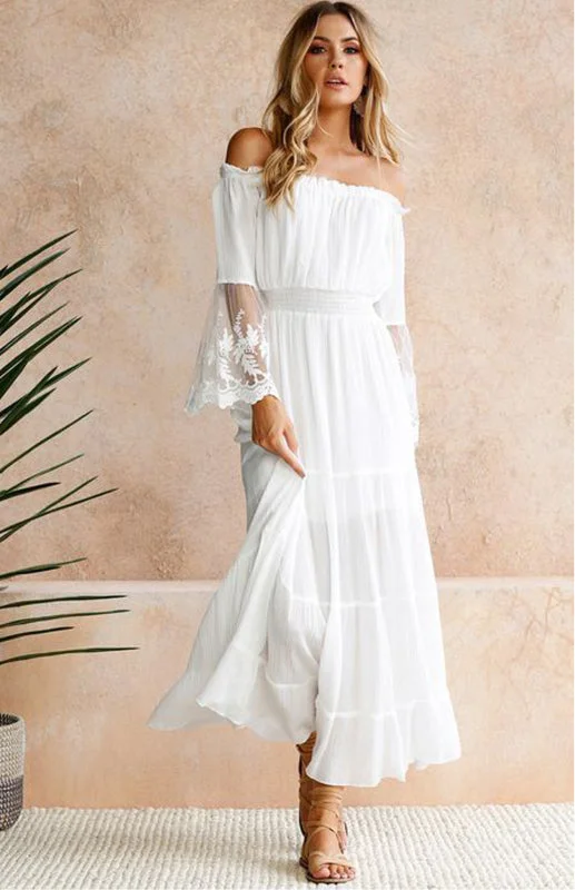 Elegant Radiance white lace off-the-shoulder-maxi dress | Off shoulder long dress | Lace maxi dress Comfortable Flowy Maxi Dress Elegant Radiance white lace off-the-shoulder-maxi dress | Off shoulder long dress | Lace maxi dress Comfortable Flowy Maxi Dress