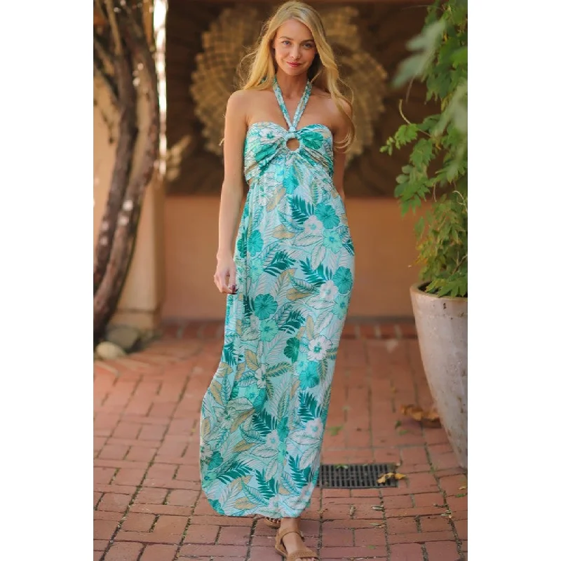 Tropical Escape Maxi Dress Comfortable Long-Sleeve Maxi Dress