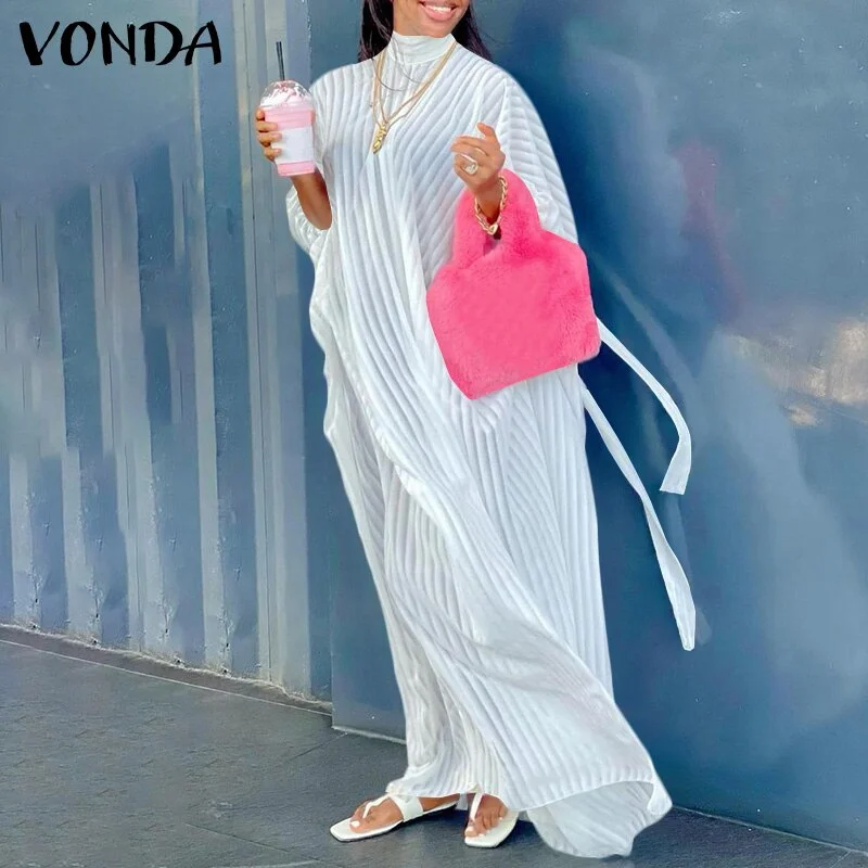 Women Sundress Summer Long Sleeve Holiday Party Striped Dress VONDA 2023 Mock Neck Elegant Maxi Dresses Vestidos Oversized Cozy Ruffle Sleeve Maxi Dress Women Sundress Summer Long Sleeve Holiday Party Striped Dress VONDA 2023 Mock Neck Elegant Maxi Dresses Vestidos Oversized Cozy Ruffle Sleeve Maxi Dress