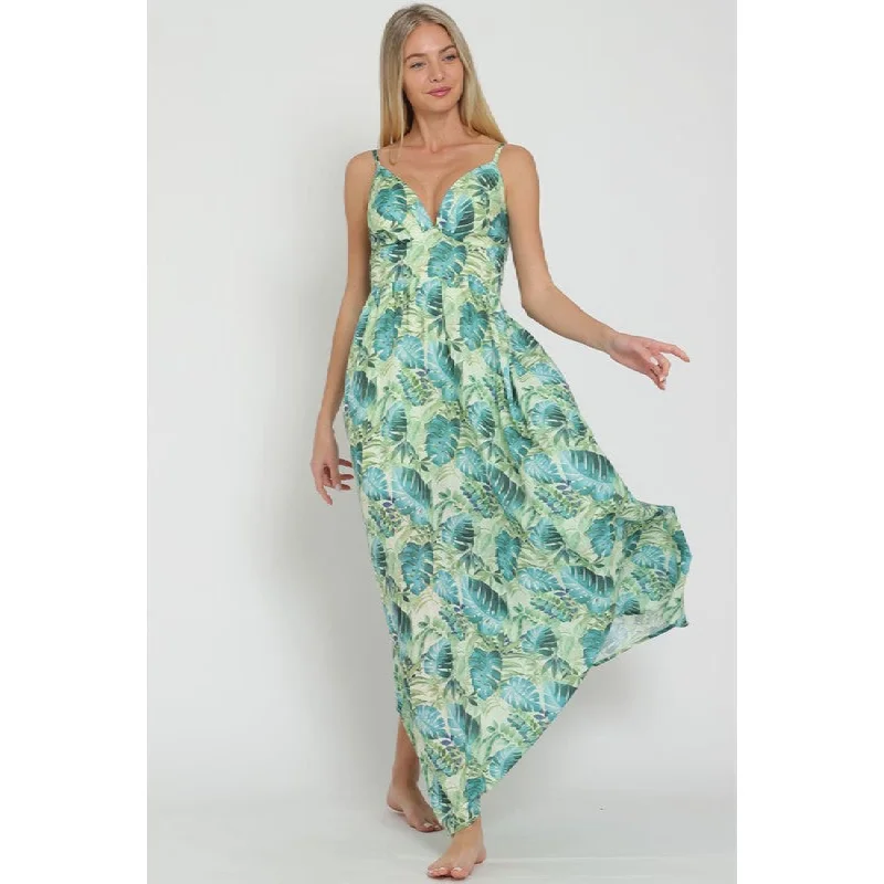 Wrapped In Palms Maxi Dress Elegant Floral Maxi Dress