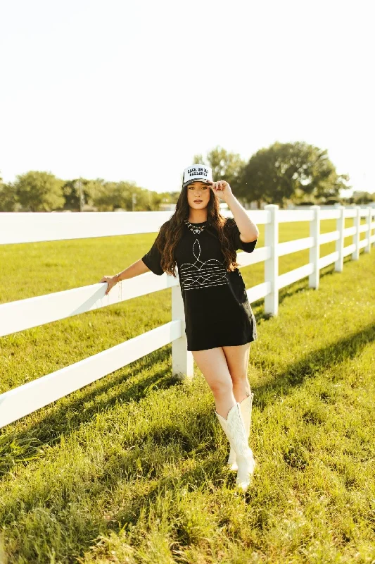 Boot Stitch Oversized Graphic T-shirt Dress Silk Blend Satin Velvet