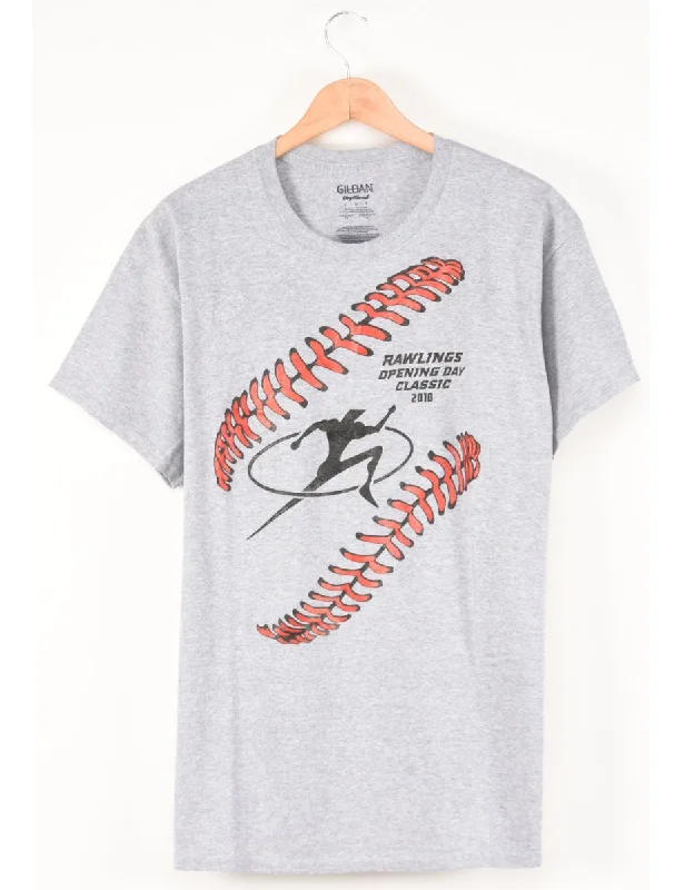 Gildan Printed T-shirt - L Notch Collar Peter Pan Collar Cowl Neck