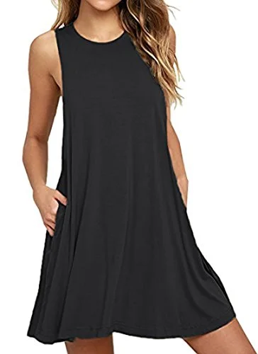 HAOMEILI Women's Sleeveless Long Sleeve Pockets Casual Swing T-Shirt Summer Dress Graphic Embroidered Appliqued HAOMEILI Women's Sleeveless Long Sleeve Pockets Casual Swing T-Shirt Summer Dress Graphic Embroidered Appliqued