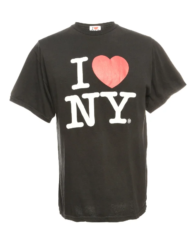 I Love New York Printed T-shirt - M Welt Pockets Slit Pockets Flap Pockets