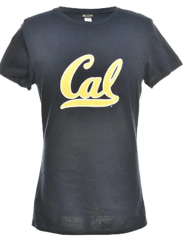 Navy Champion Printed T-shirt - XL Iron Safe Non-Iron Wrinkle Free
