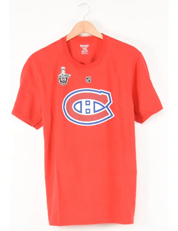 Reebok NHL T-shirt - L Denim Fabric Leather Fabric Suede Fabric