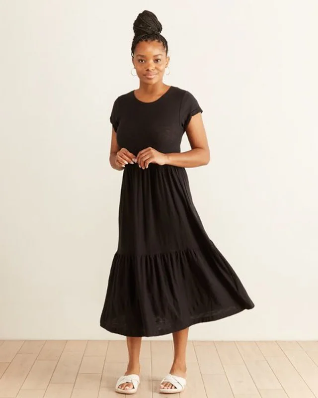 "Roman Tiered" T-Shirt Dress Chenille Blend Fleece Blend Nylon Blend