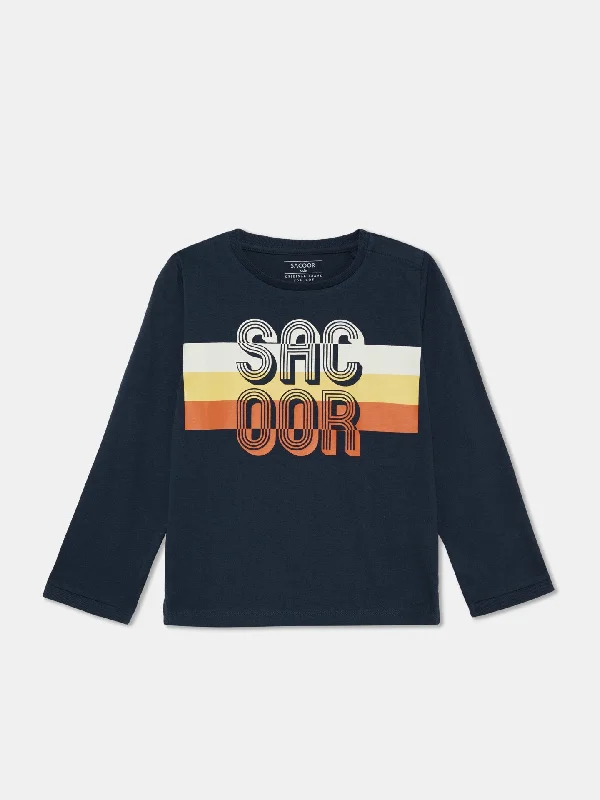 Sacoor Stripes Print T-shirt Hooded Caped Shawl Collar