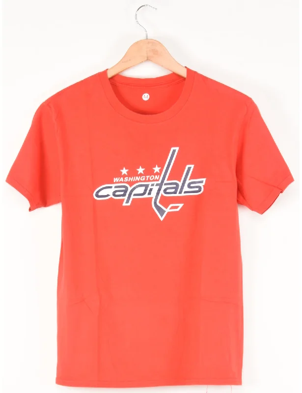 Washington Capitals Printed T-shirt - M Ribbed Striped Patterned